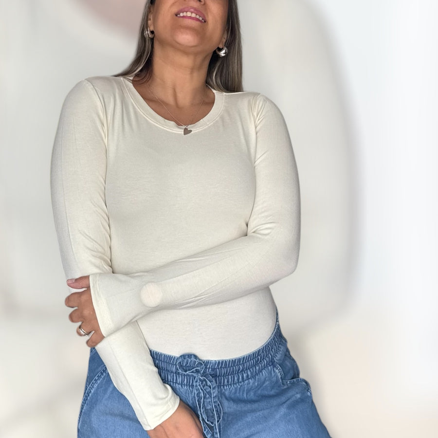 Polera algodón blanco invierno
