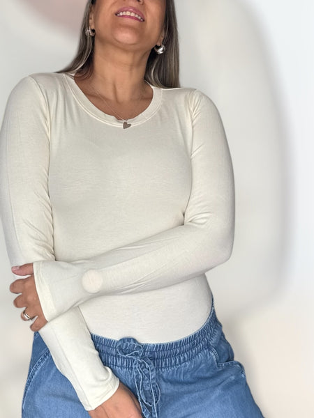 Polera algodón blanco invierno