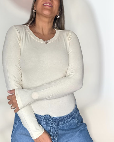 Polera algodón blanco invierno