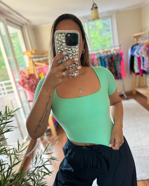 Crop top Tailandia verde agua pastel