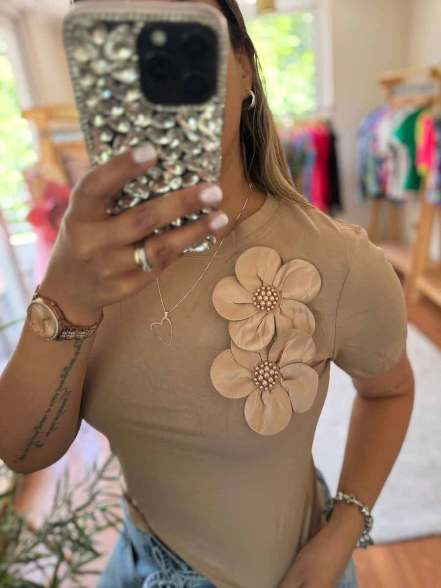 Polera Flowers nude