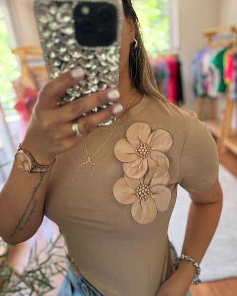 Polera Flowers nude