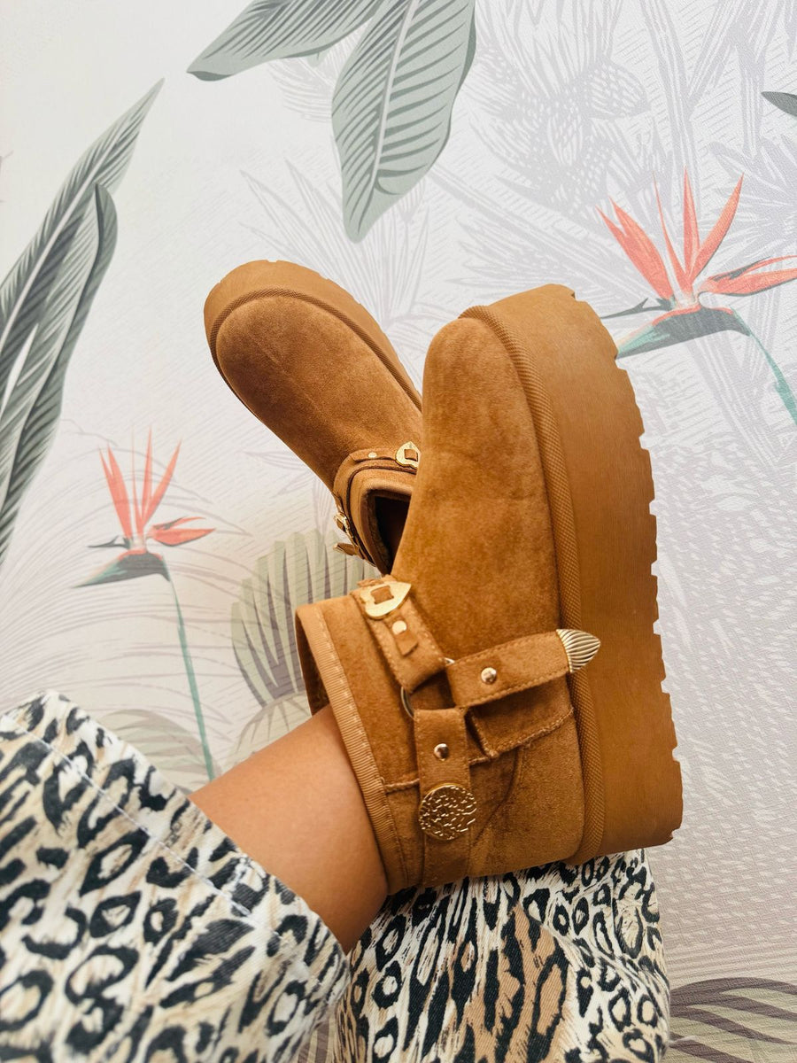 Zapatos Alelí estilo ugg camel